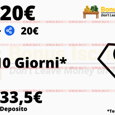 BONUS TIMELESS: 20€ per Te in 10 Giorni con 33,5€ di Deposito